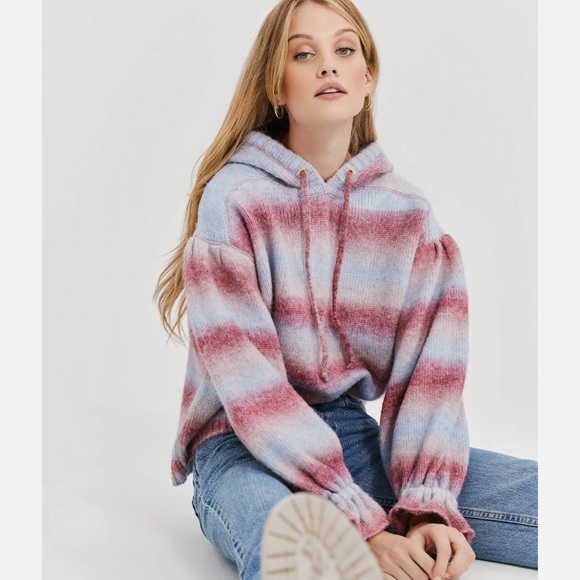 Something Navy Sweaters - Something Navy Ombre Striped Hoodie in Blue Combo